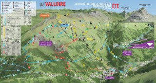Plan été des parcours piétons et VTT au sommet des remontées